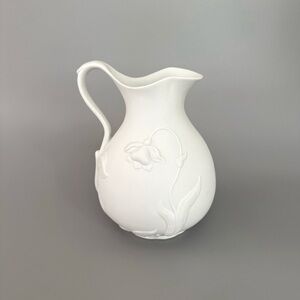 MMA Jonquil White Bisque Porcelain Pitcher Flower Tulip Unglazed 9" Vintage 1993